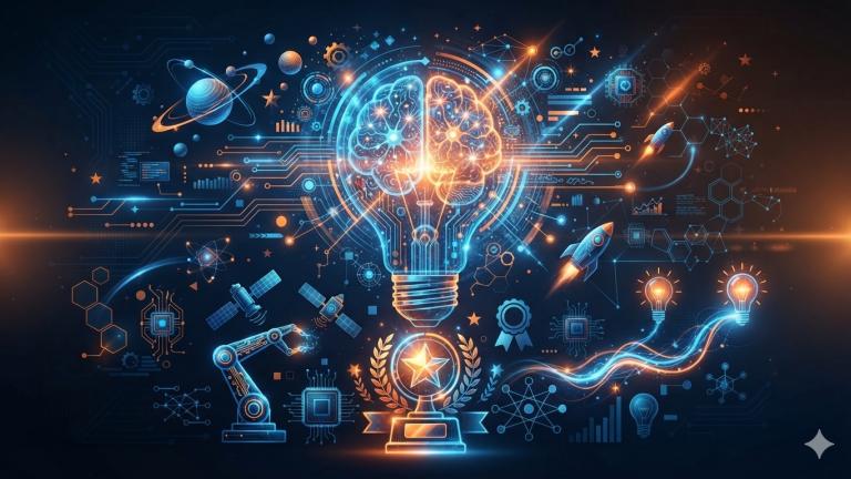 foco e ideas abstractas que simulan trabajo e innovación